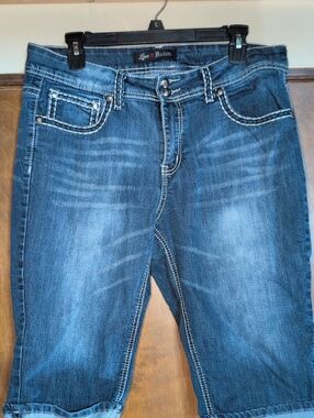 Love Nation Blue Washed Denim Bermuda Shorts Size 14